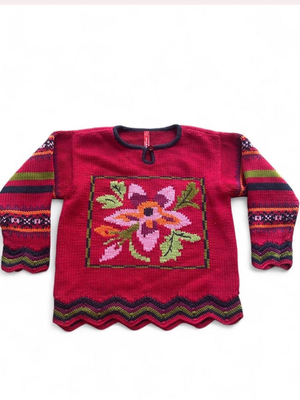 100% Cotton Hanna Andersson Floral Thick Knit Sweater.